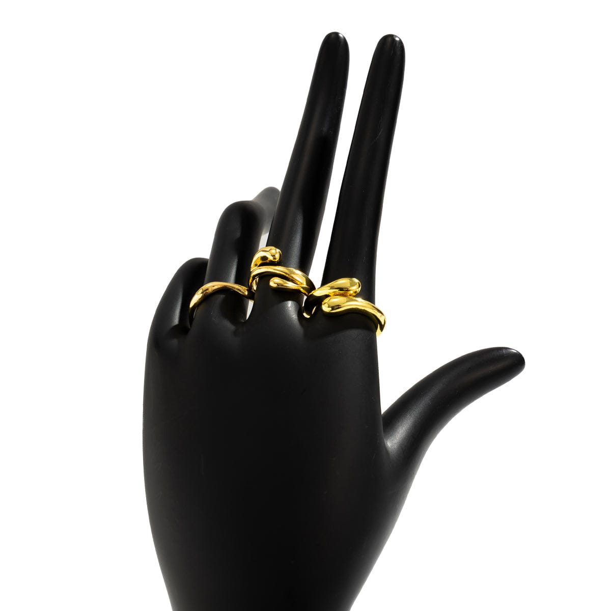 Geometric Irregular Flow Waterdrop Open Ring Set - ArtGalleryZen