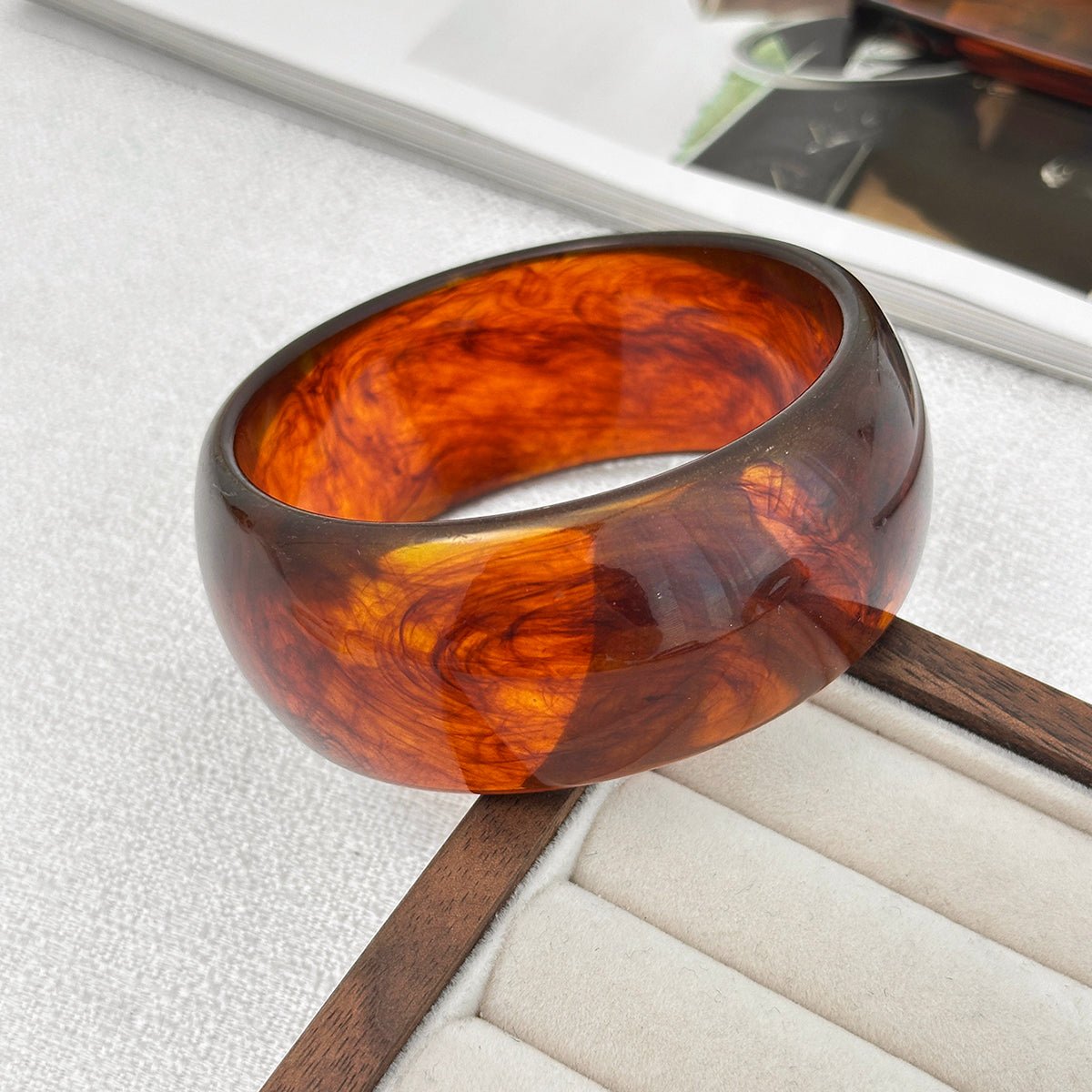 Geometric Irregular Gradient Resin Bangle Bracelet Set - ArtGalleryZen
