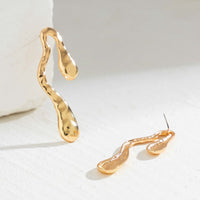 Thumbnail for Geometric Irregular Hammered Flow Waterdrop Earrings