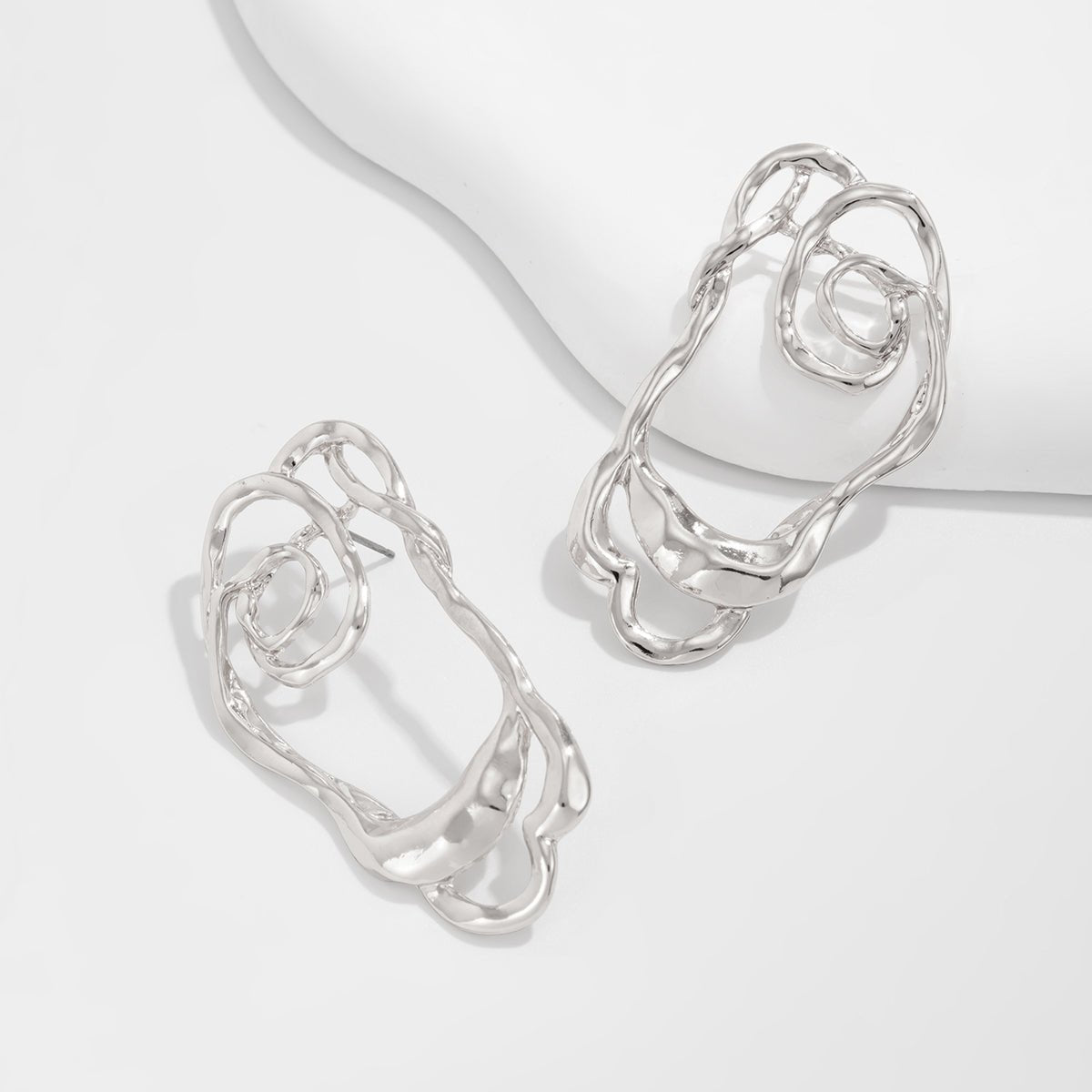 Geometric Irregular Hollow Pattern Stud Earrings - ArtGalleryZen