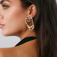 Thumbnail for Geometric Irregular Hollow Pattern Stud Earrings - ArtGalleryZen