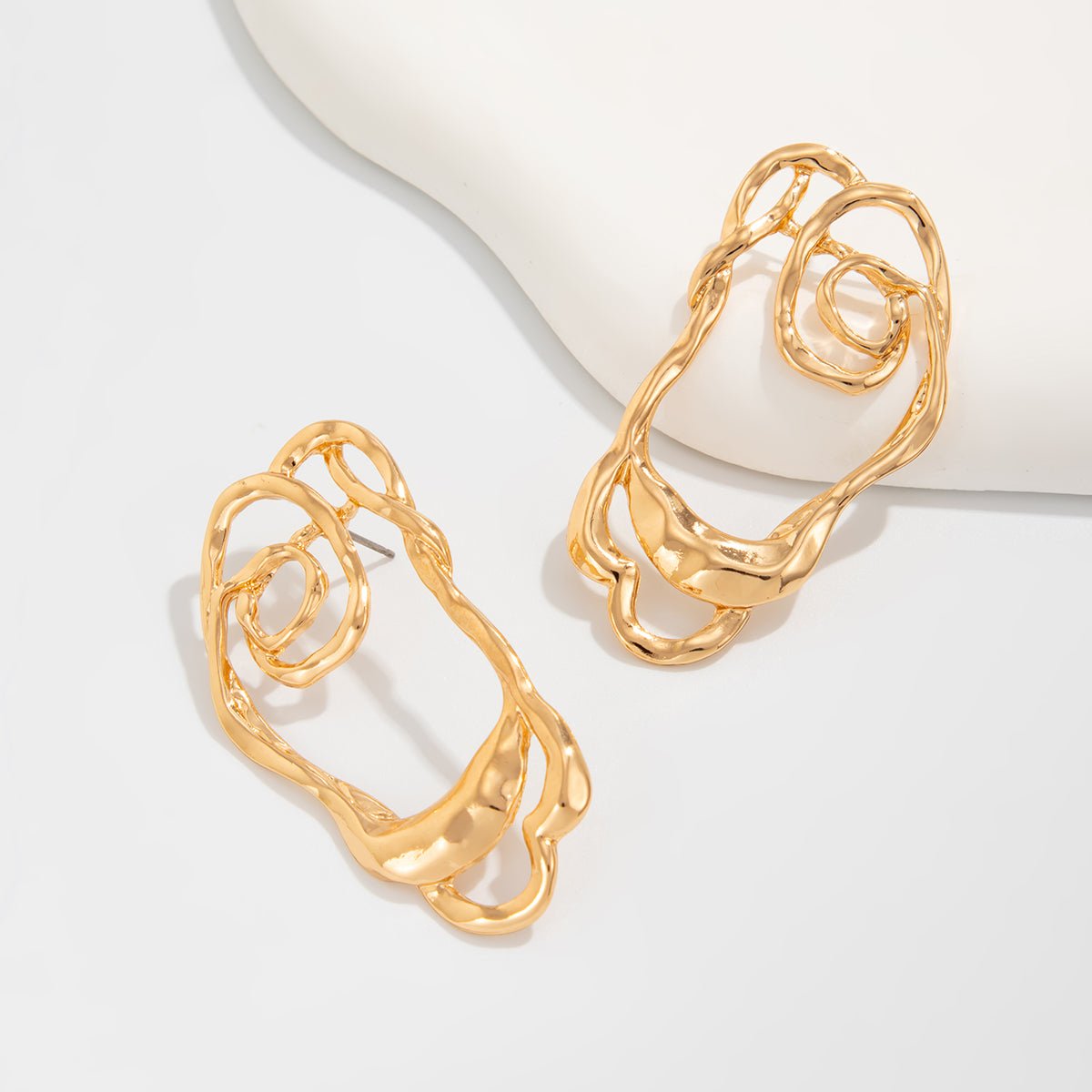 Geometric Irregular Hollow Pattern Stud Earrings - ArtGalleryZen