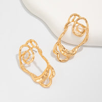 Thumbnail for Geometric Irregular Hollow Pattern Stud Earrings - ArtGalleryZen