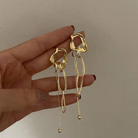 Thumbnail for Geometric Irregular Hoop Chain Tassel Flow Lava Earrings - ArtGalleryZen