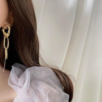 Thumbnail for Geometric Irregular Hoop Chain Tassel Flow Lava Earrings