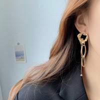 Thumbnail for Geometric Irregular Hoop Chain Tassel Flow Lava Earrings