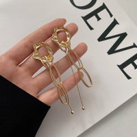 Thumbnail for Geometric Irregular Hoop Chain Tassel Flow Lava Earrings