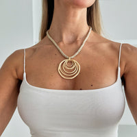 Thumbnail for Geometric Irregular Hoop Pendant Necklace - ArtGalleryZen