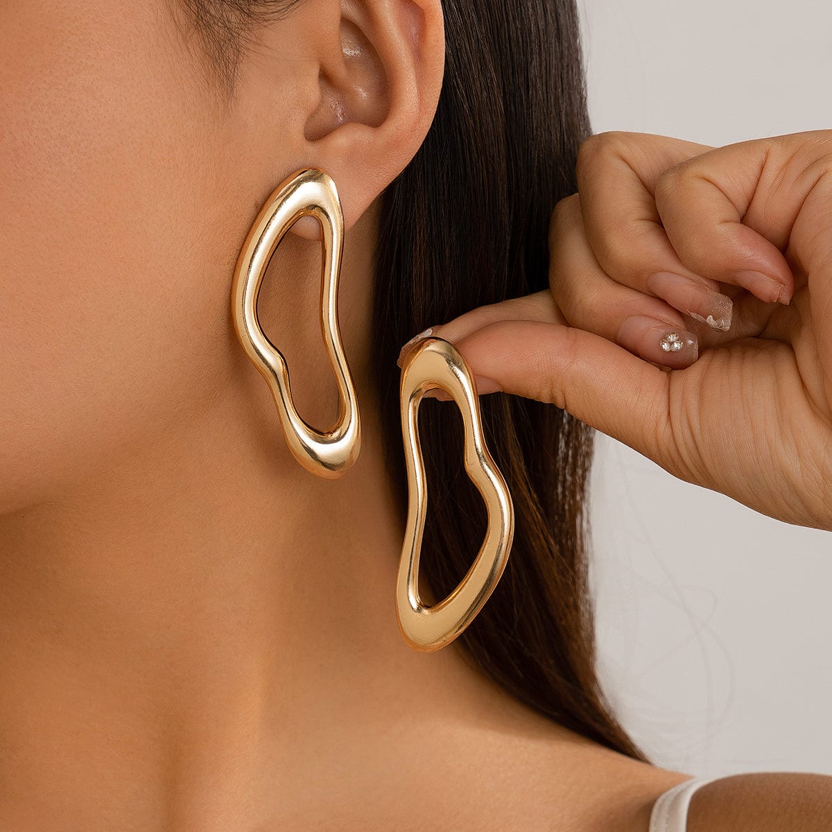 Geometric Irregular Hoop Stud Earrings