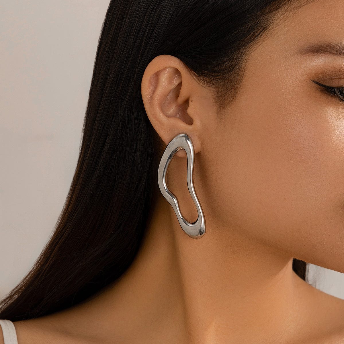 Geometric Irregular Hoop Stud Earrings