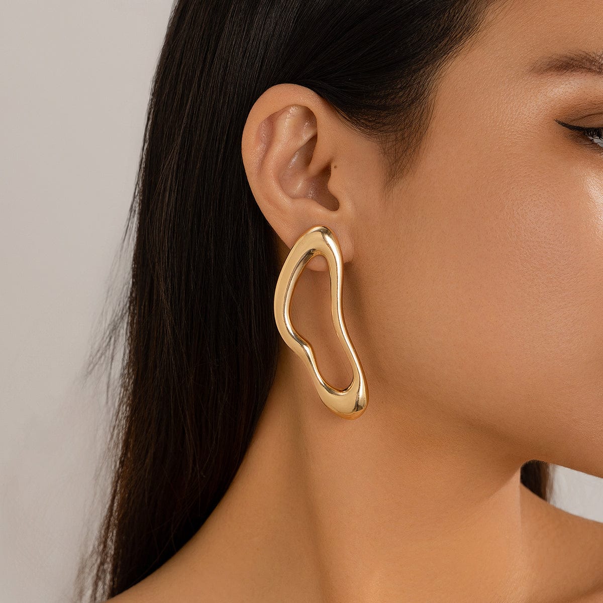 Geometric Irregular Hoop Stud Earrings