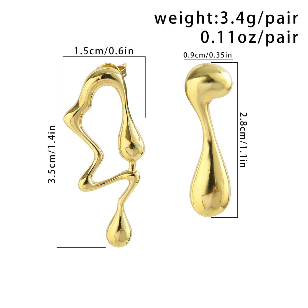 Geometric Irregular Melting Waterdrop Asymmetrical Earrings - ArtGalleryZen