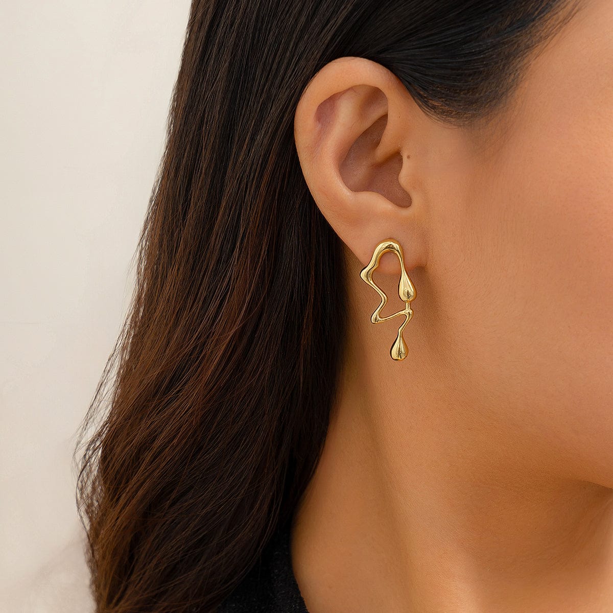 Geometric Irregular Melting Waterdrop Asymmetrical Earrings - ArtGalleryZen