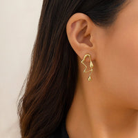 Thumbnail for Geometric Irregular Melting Waterdrop Asymmetrical Earrings - ArtGalleryZen