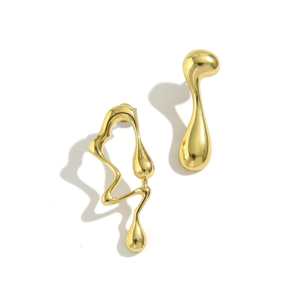 Geometric Irregular Melting Waterdrop Asymmetrical Earrings - ArtGalleryZen