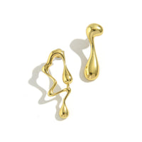 Thumbnail for Geometric Irregular Melting Waterdrop Asymmetrical Earrings - ArtGalleryZen
