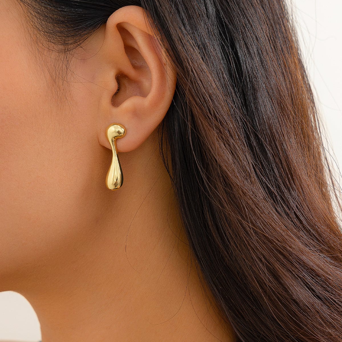 Geometric Irregular Melting Waterdrop Asymmetrical Earrings