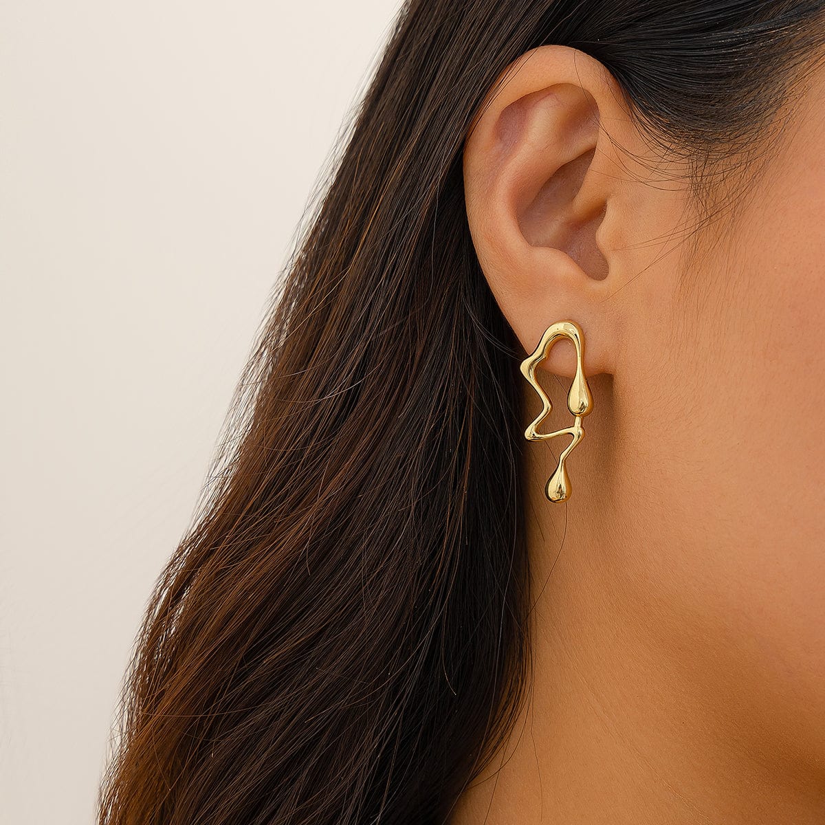 Geometric Irregular Melting Waterdrop Asymmetrical Earrings