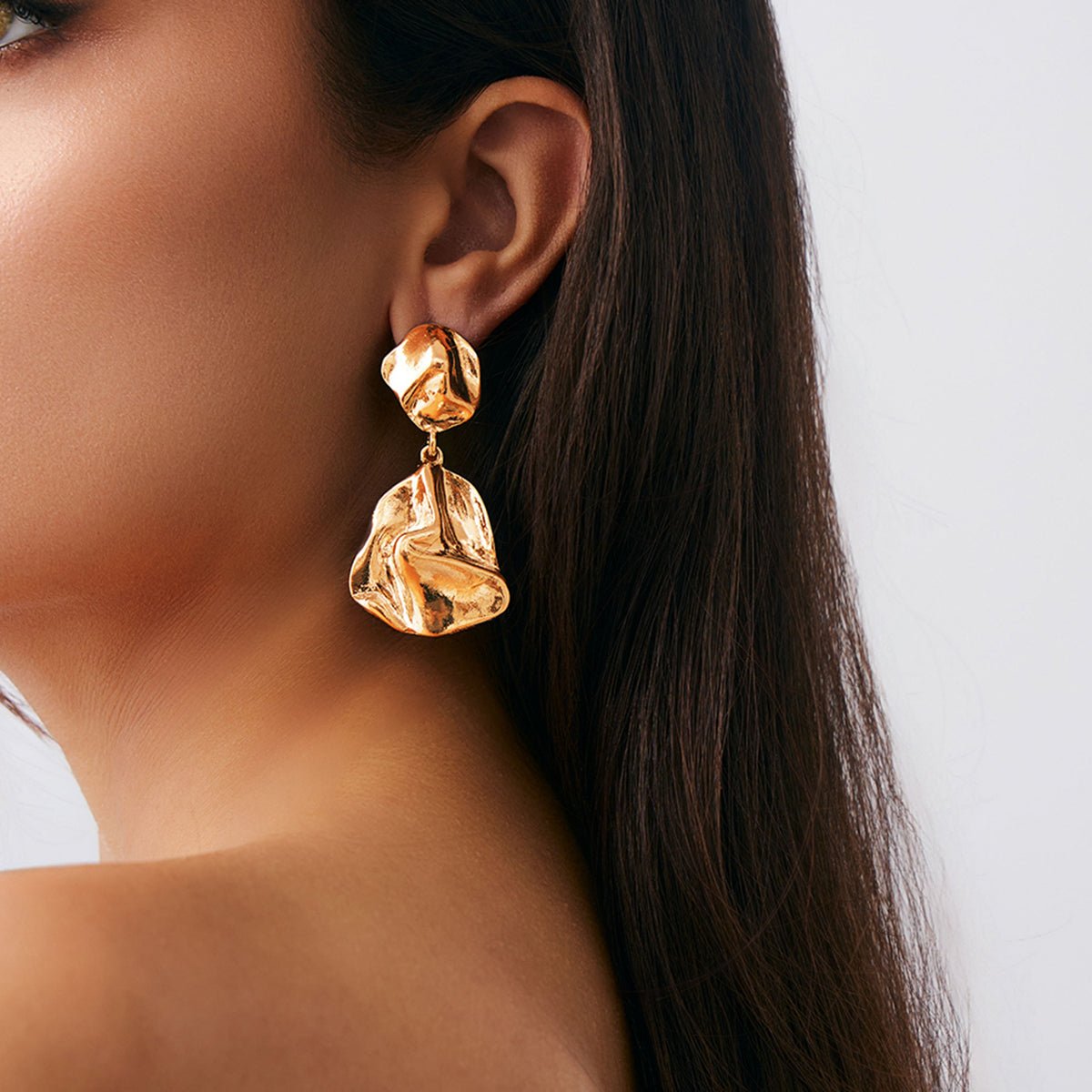 Geometric Irregular Pleated Pattern Dangle Earrings - ArtGalleryZen