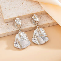 Thumbnail for Geometric Irregular Pleated Pattern Dangle Earrings - ArtGalleryZen