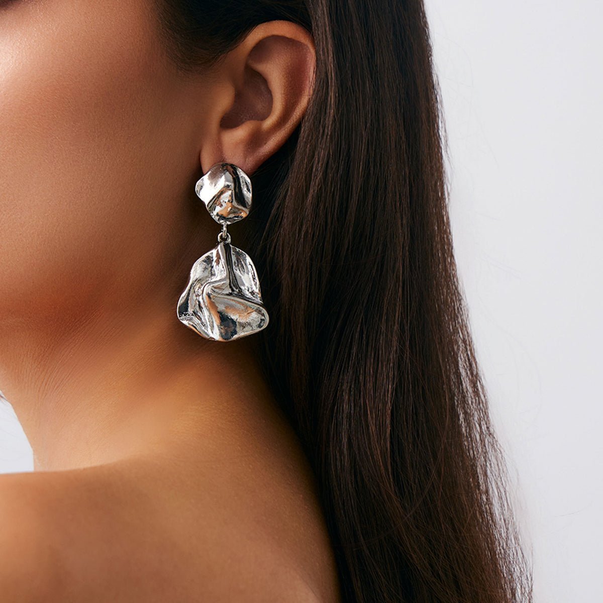 Geometric Irregular Pleated Pattern Dangle Earrings - ArtGalleryZen