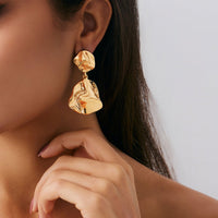 Thumbnail for Geometric Irregular Pleated Pattern Dangle Earrings - ArtGalleryZen
