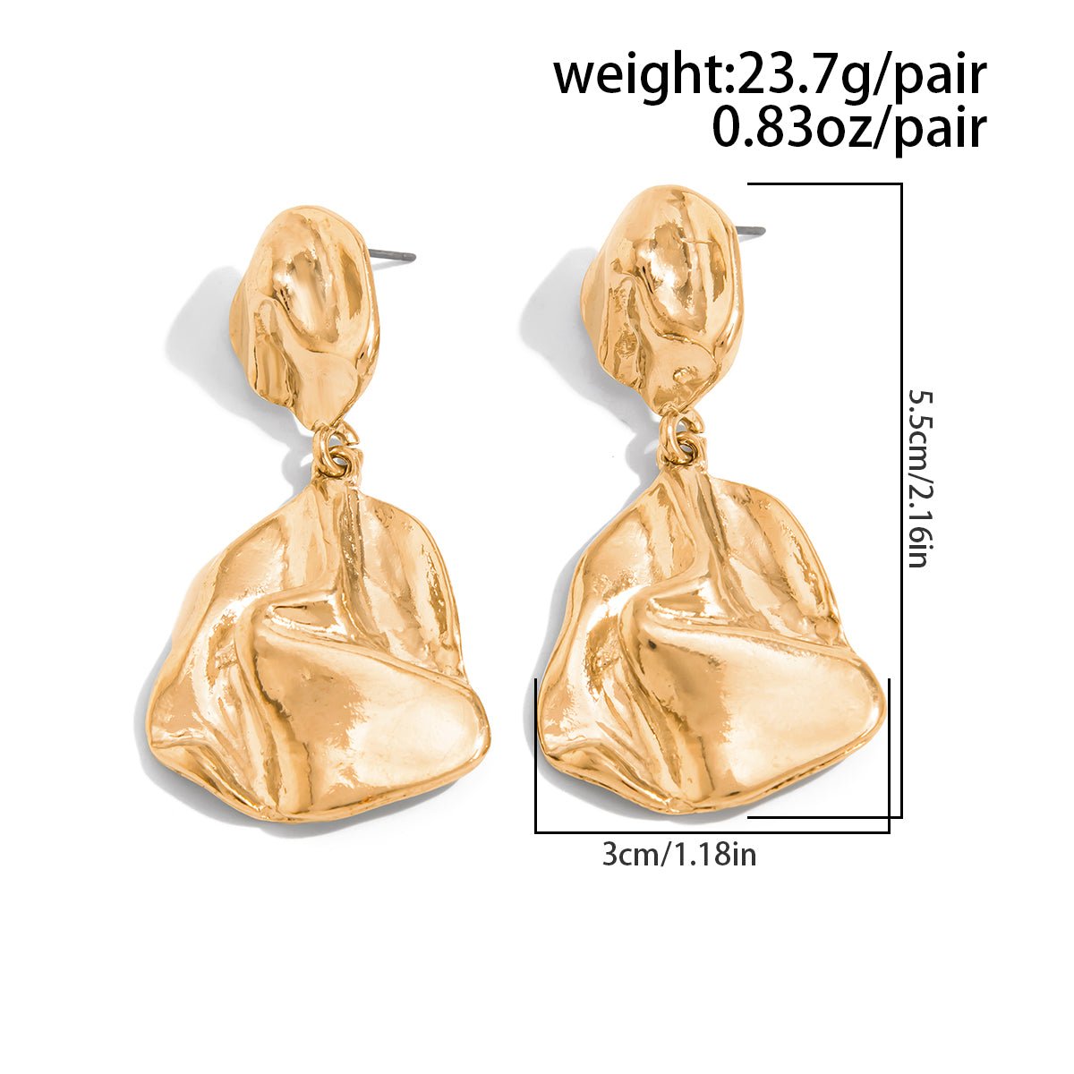 Geometric Irregular Pleated Pattern Dangle Earrings - ArtGalleryZen