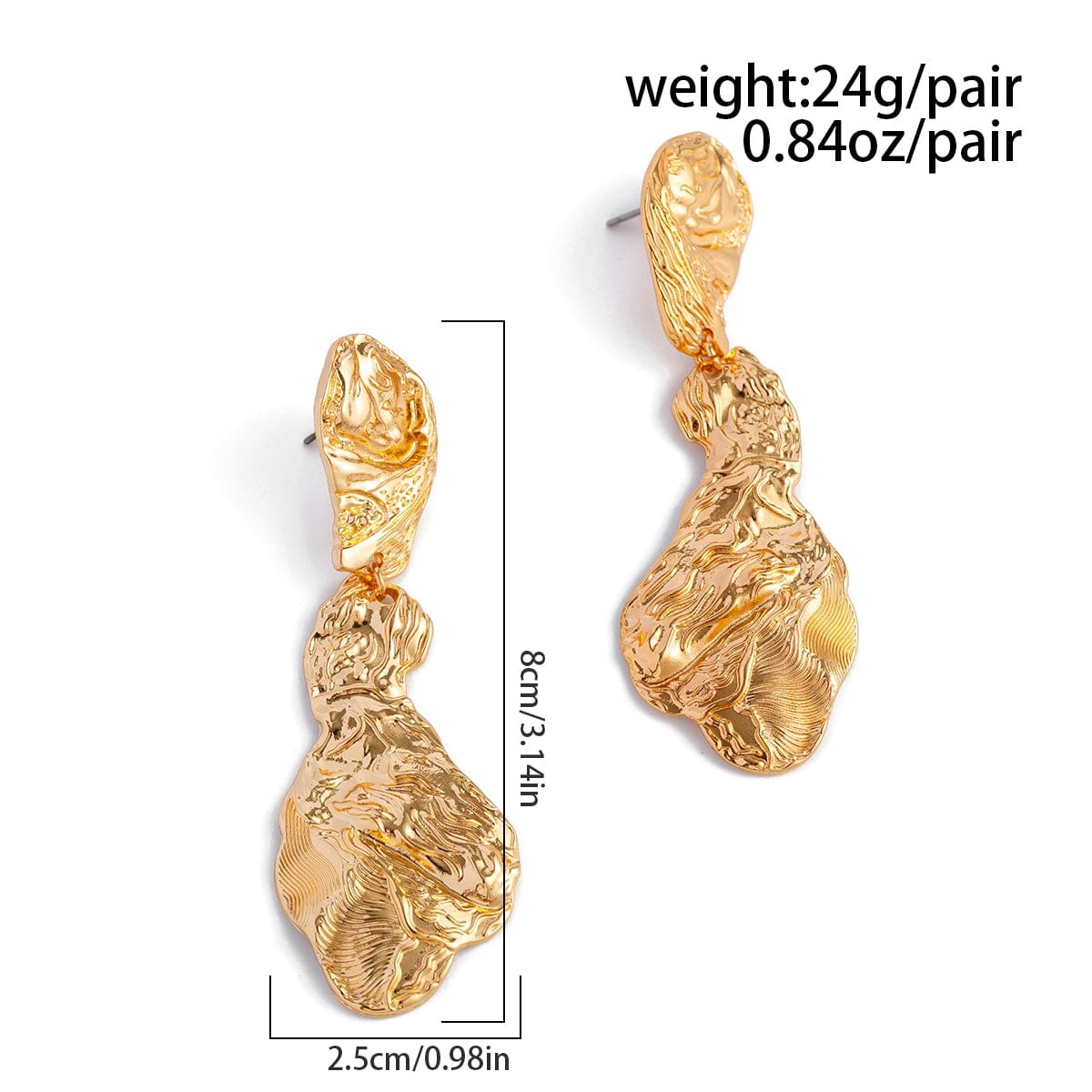 Geometric Irregular Pleated Pattern Dangle Earrings