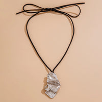 Thumbnail for Geometric Irregular Pleated Pendant Velvet Necklace