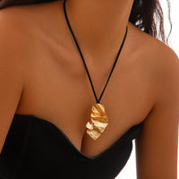 Thumbnail for Geometric Irregular Pleated Pendant Velvet Necklace