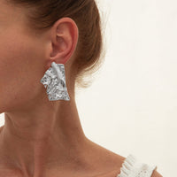 Thumbnail for Geometric Irregular Pleated Square Stud Earrings - ArtGalleryZen