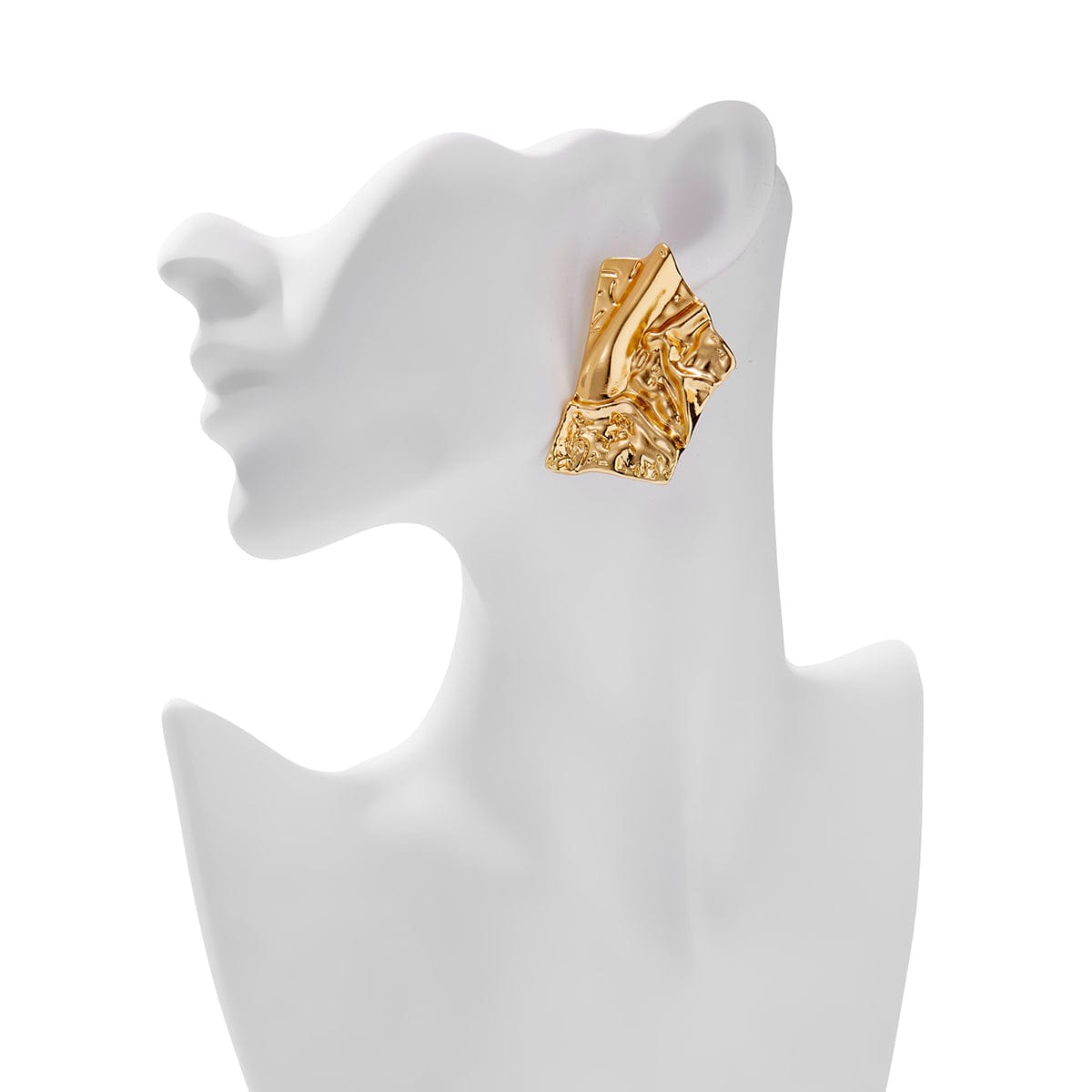 Geometric Irregular Pleated Square Stud Earrings - ArtGalleryZen