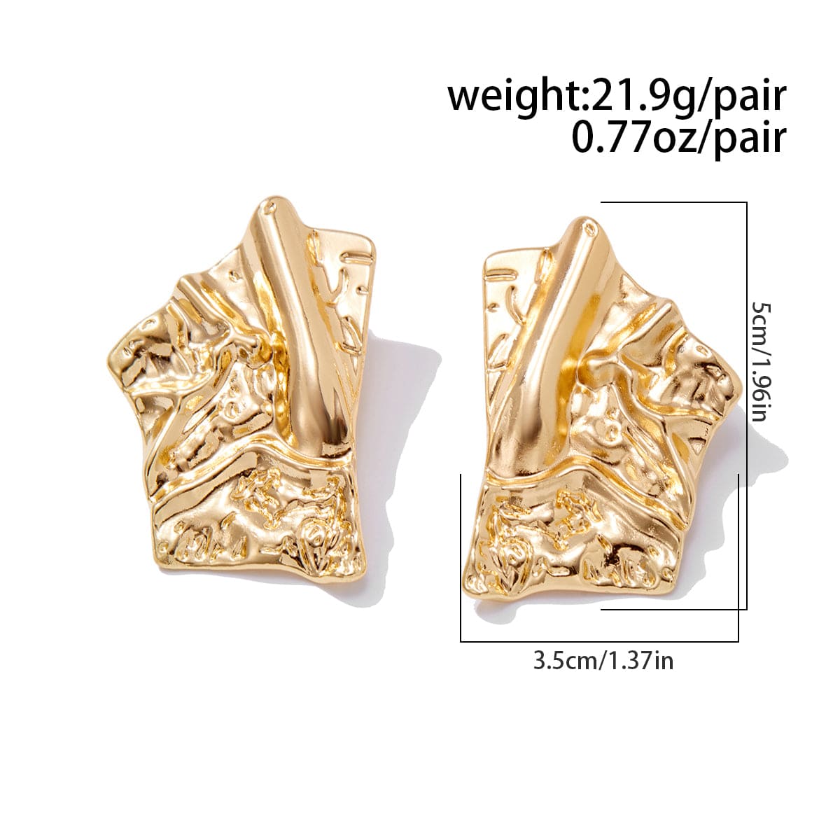 Geometric Irregular Pleated Square Stud Earrings - ArtGalleryZen