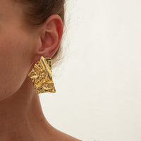 Thumbnail for Geometric Irregular Pleated Square Stud Earrings - ArtGalleryZen