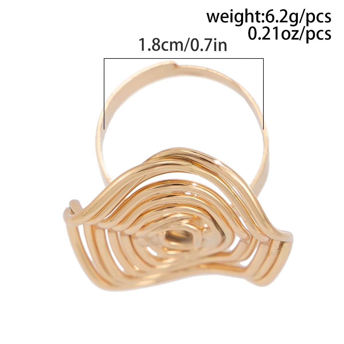 Geometric Irregular Spiral Oval Ring