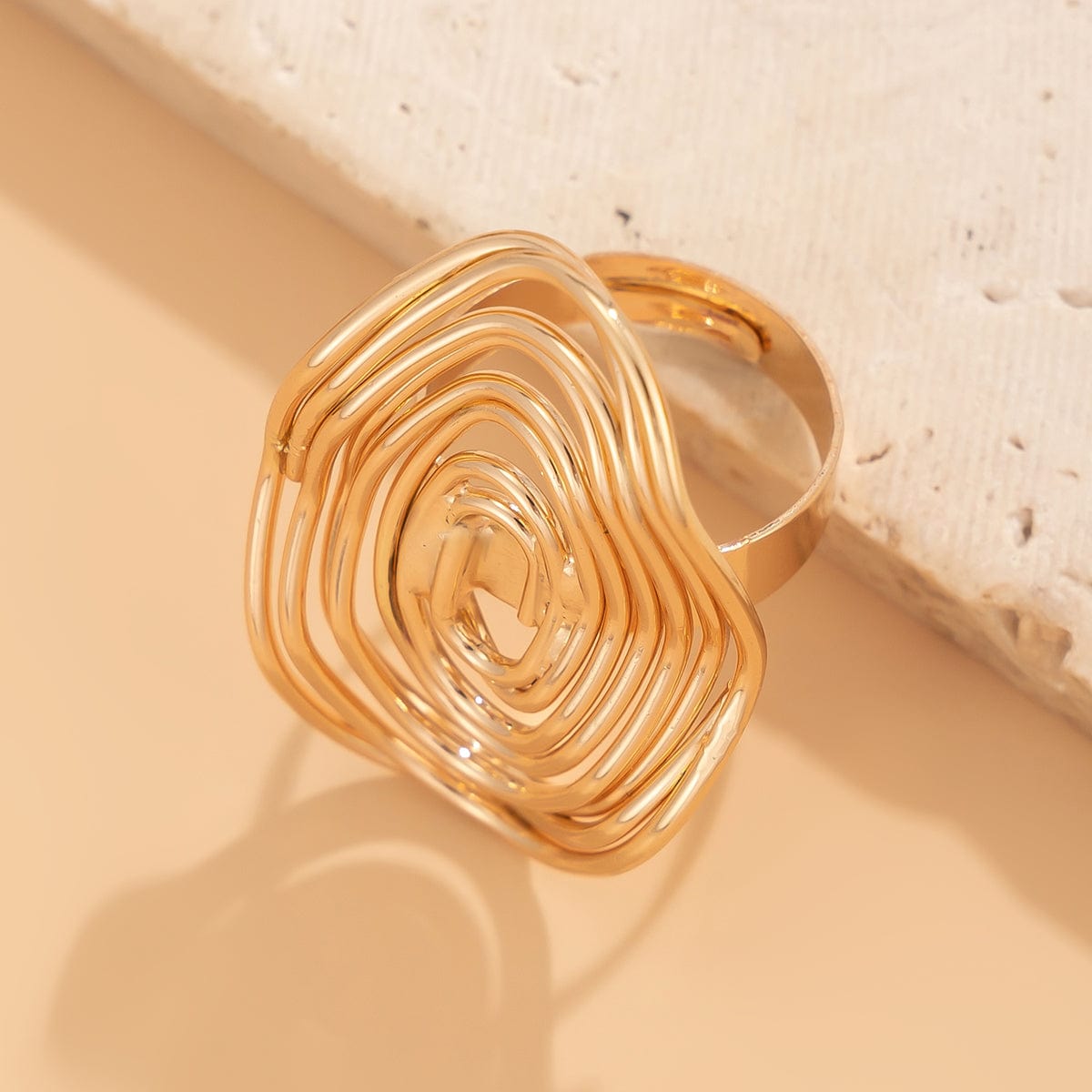 Geometric Irregular Spiral Oval Ring