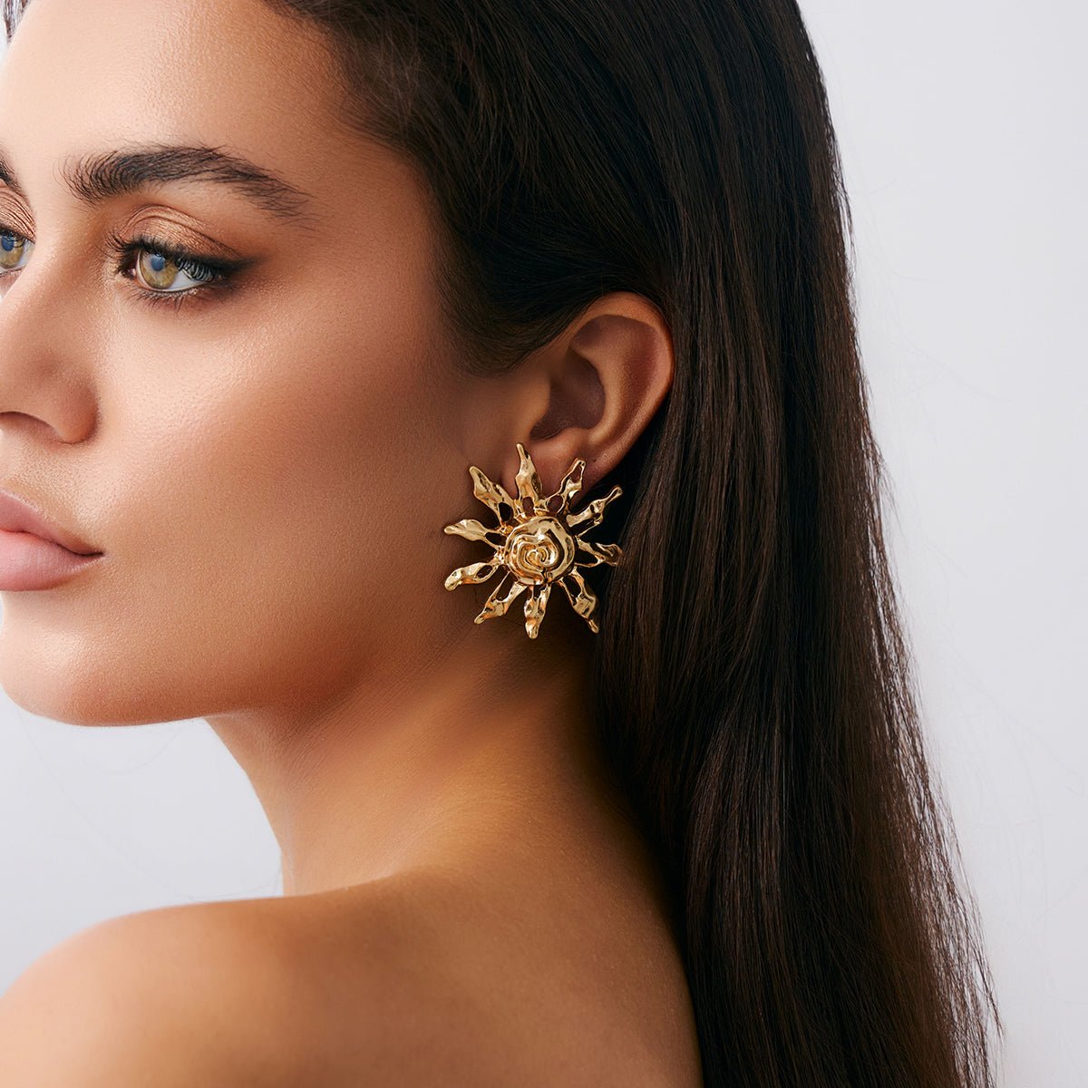 Geometric Irregular Sun Stud Earrings - ArtGalleryZen