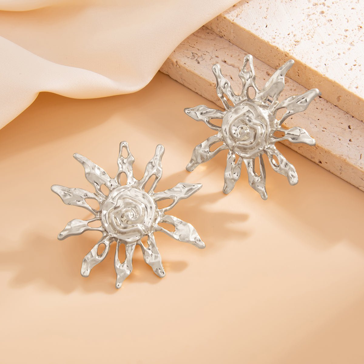 Geometric Irregular Sun Stud Earrings - ArtGalleryZen