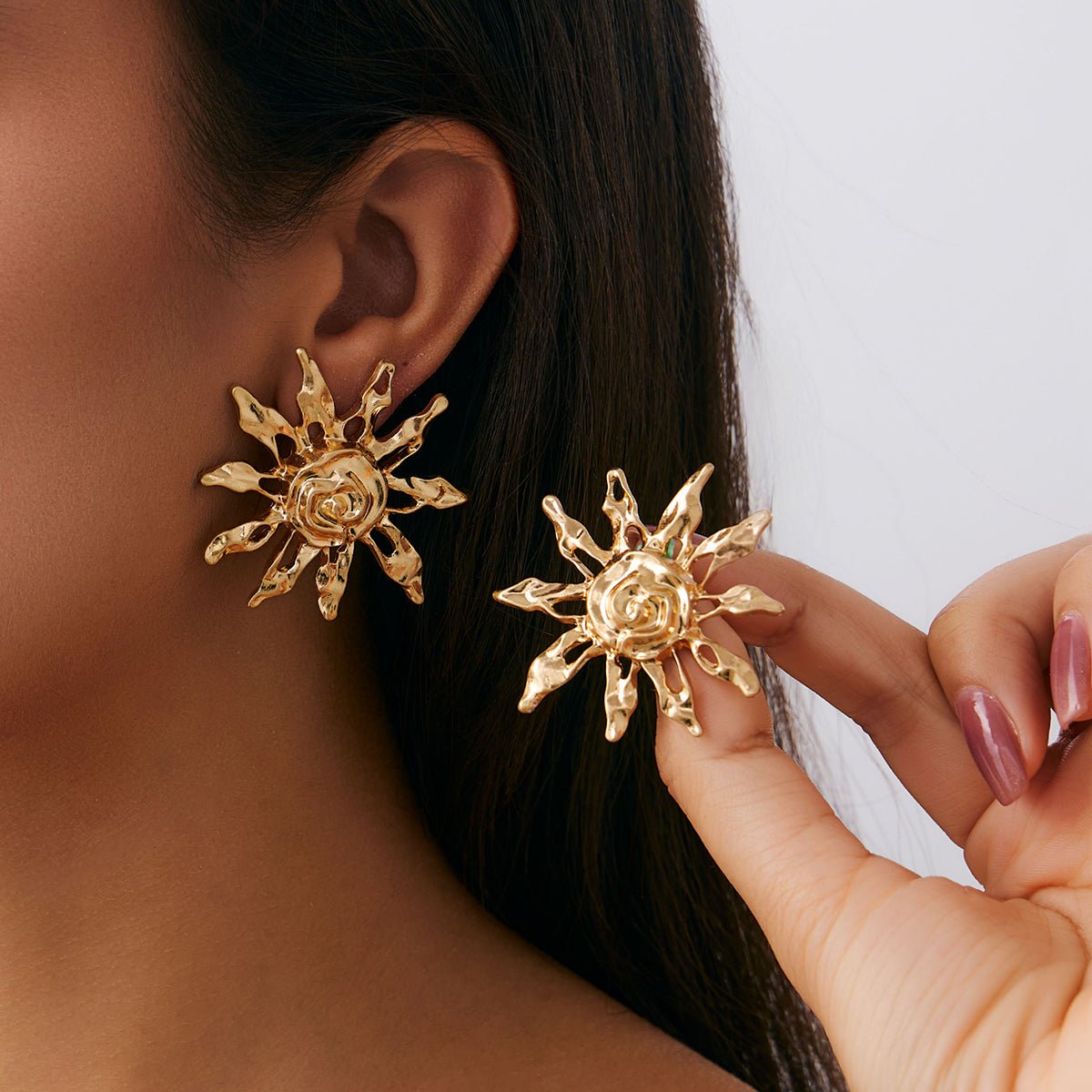 Geometric Irregular Sun Stud Earrings - ArtGalleryZen