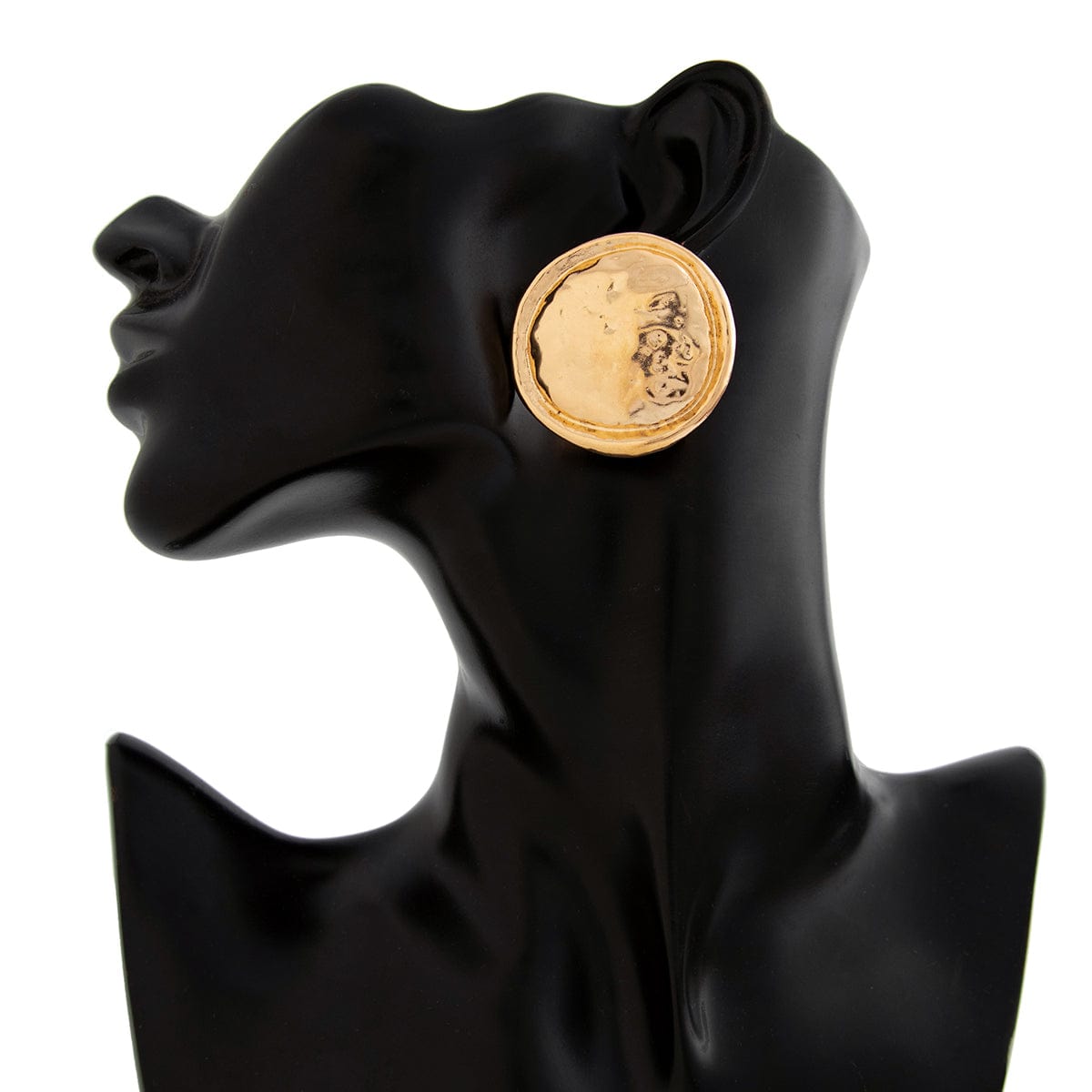 Geometric Irregular Textured Round Disk Stud Earrings - ArtGalleryZen