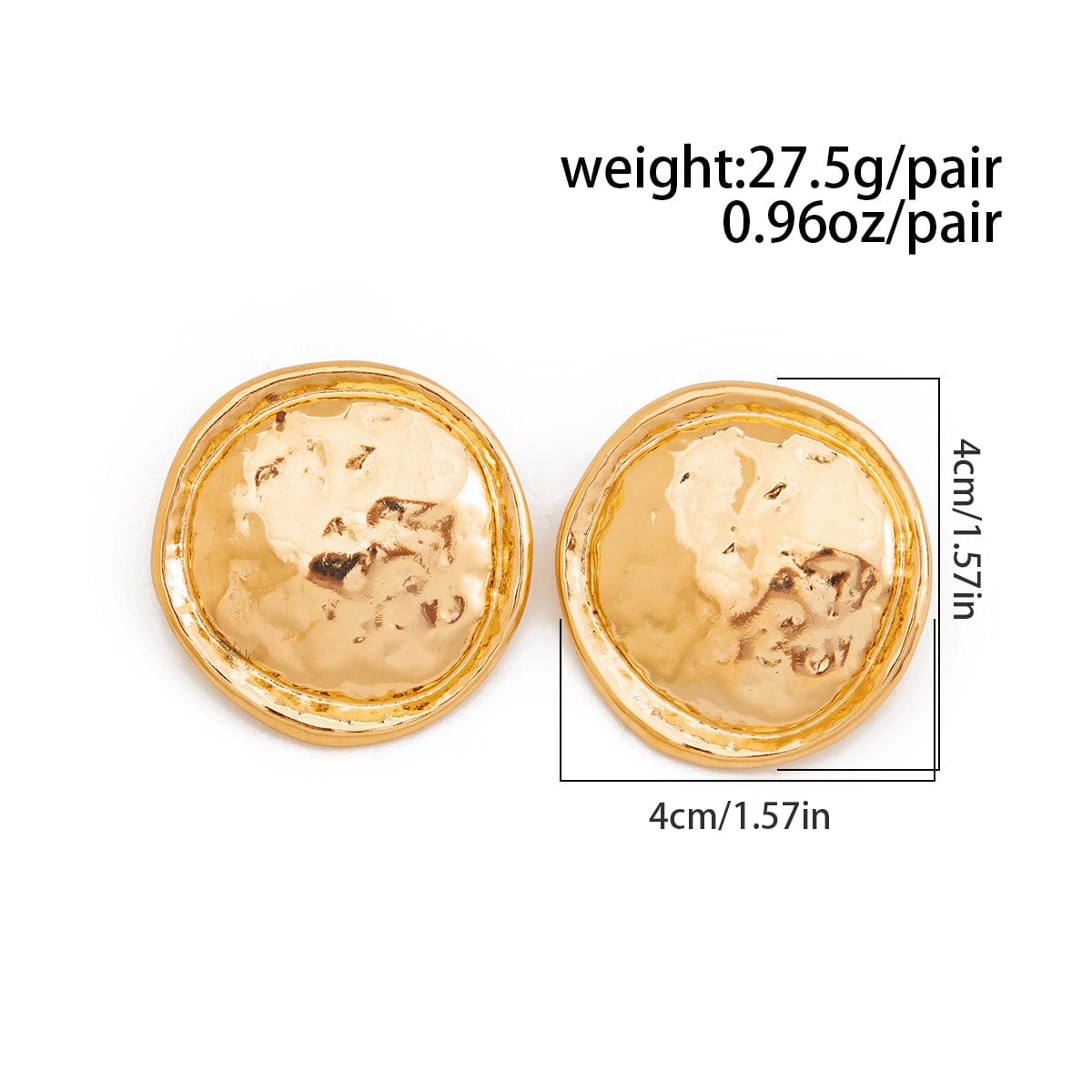 Geometric Irregular Textured Round Disk Stud Earrings - ArtGalleryZen