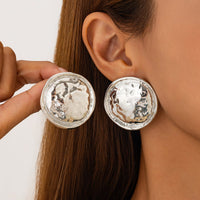 Thumbnail for Geometric Irregular Textured Round Disk Stud Earrings