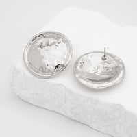 Thumbnail for Geometric Irregular Textured Round Disk Stud Earrings