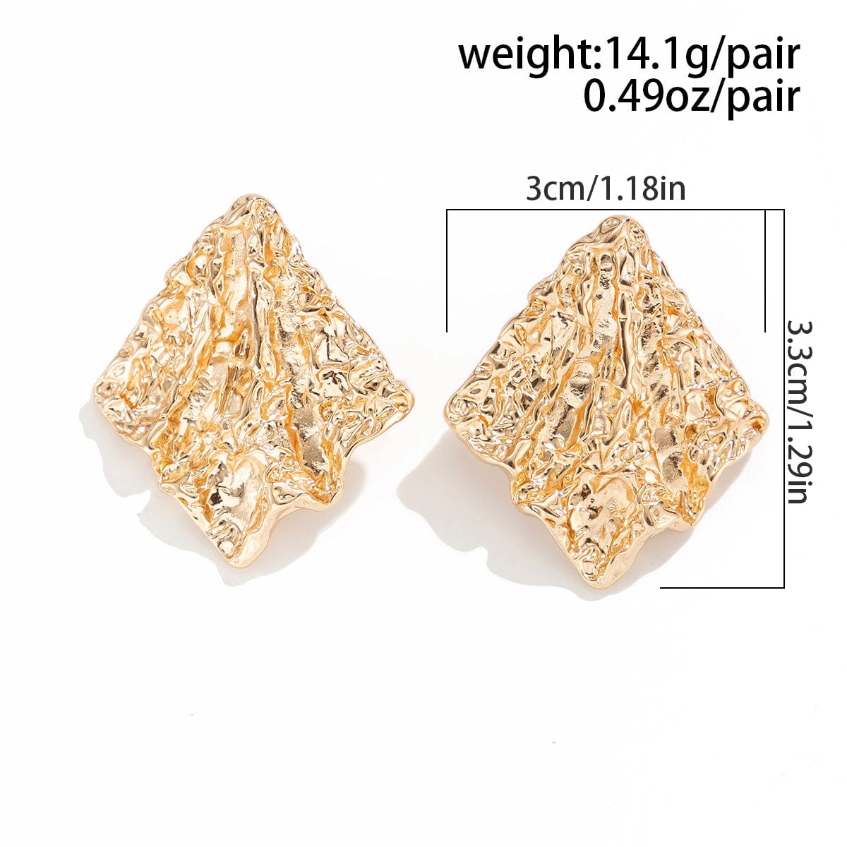 Geometric Irregular Textured Square Stud Earrings