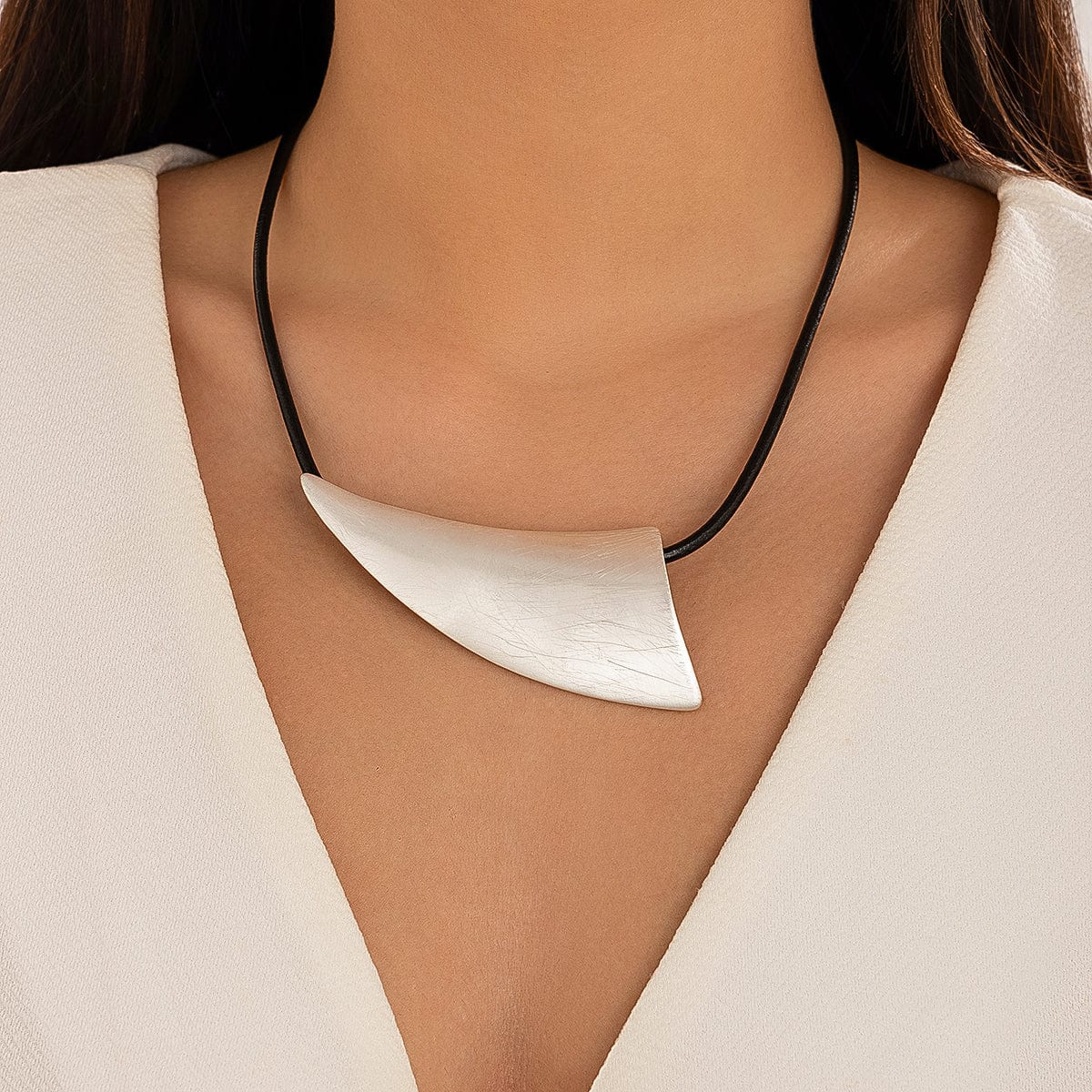 Geometric Irregular Triangle PU Leather Necklace