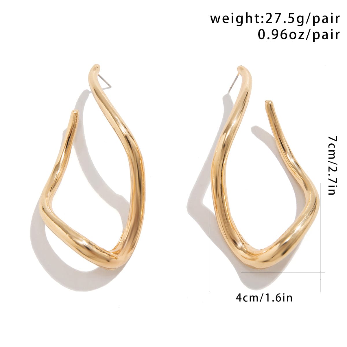 Geometric Irregular Twisted Square Hoop Earrings