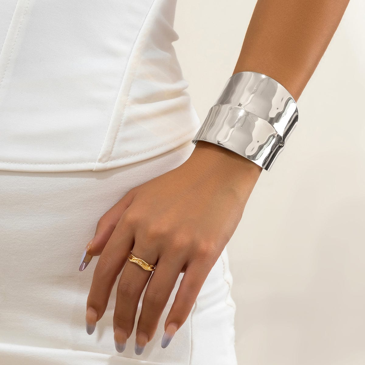 Geometric Irregular Wide Open Cuff Bracelet - ArtGalleryZen