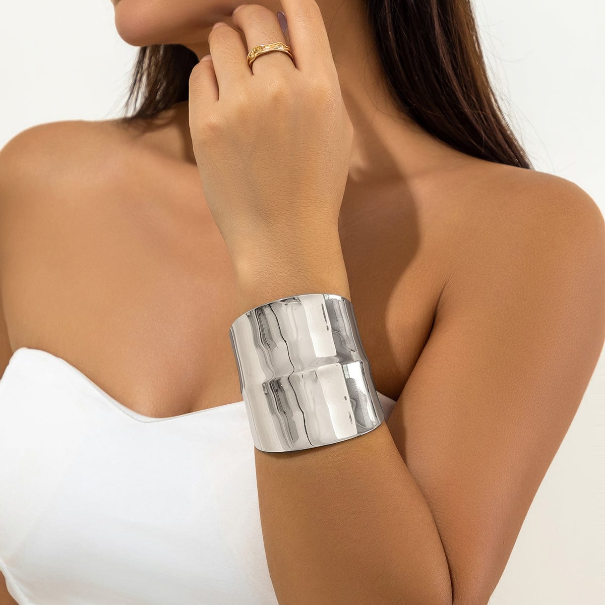 Geometric Irregular Wide Open Cuff Bracelet - ArtGalleryZen