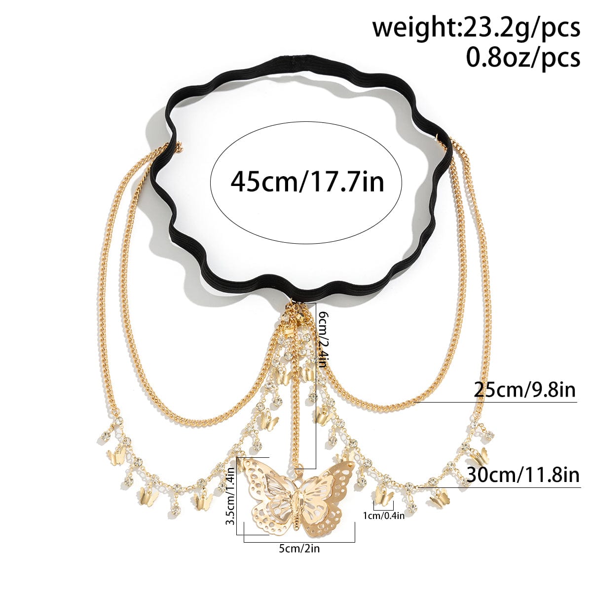 Geometric Layered Butterfly Crystal Tassel Elastic Thigh Leg Chain