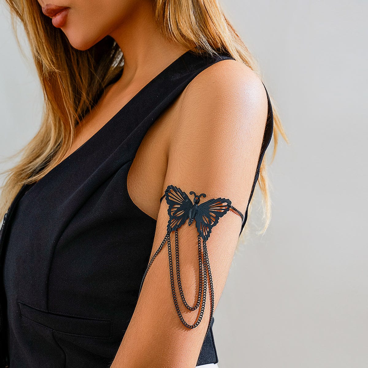 Geometric Layered Butterfly Tassel Arm Chain - ArtGalleryZen